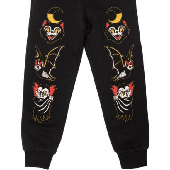 Moonlight Halloween Goth Joggers Punk Sweatpants Vampire Cat - Picture 2 of 2